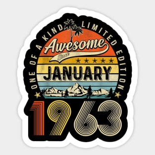 Awesome Since January 1963 Vintage 60th Birthday Sticker